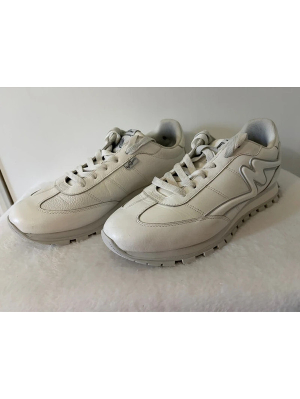 Marc Jacobs The Jogger White Leather Chunky Lug Sole Sneakers EU 44 US 11Logo